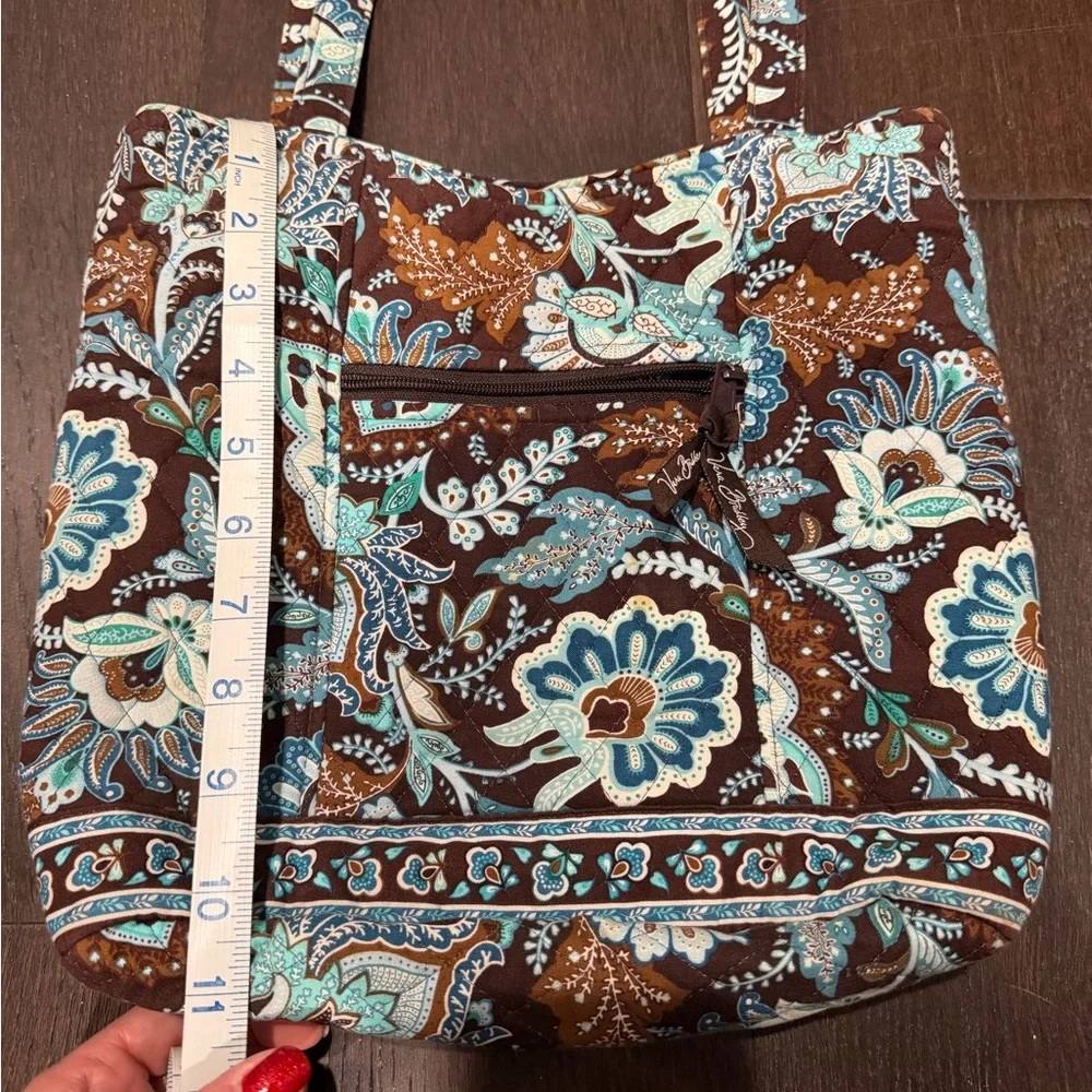 Vera Bradley Brown and Blue Floral Shoulder Bag - Picture 3 of 12